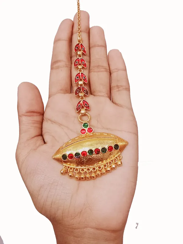 Assamese_Copper_Red_Green_Maang_Tikka_For_Women_&_Girl